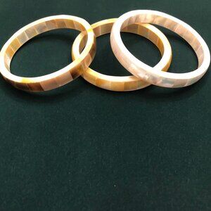 Golden White & Champaign South Sea Mother of Pearl Bangle Set of 3
